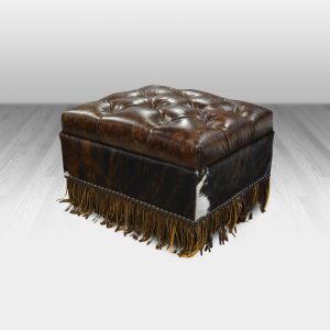 cowhide western furniture club ottoman
