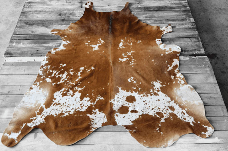 Premium Cowhide #15 – Medium Brown and White Cowhide - Ranch & Co Interiors