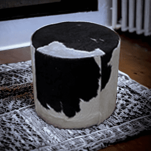 Round-cowhide-ottoman