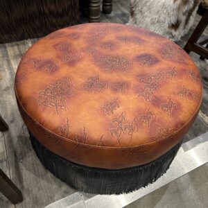 The Dodge City Running Horse Ottoman With Fringe