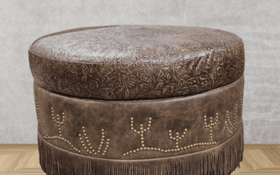 The Wickenburg Round Cactus Storage Ottoman With Fringe