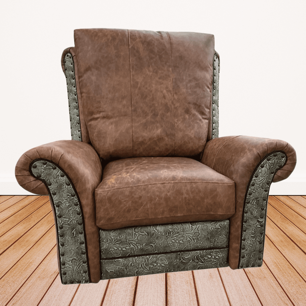 Santa Fe Swivel Glider Reclinerteal embossedbrown - Ranch & Co Interiors