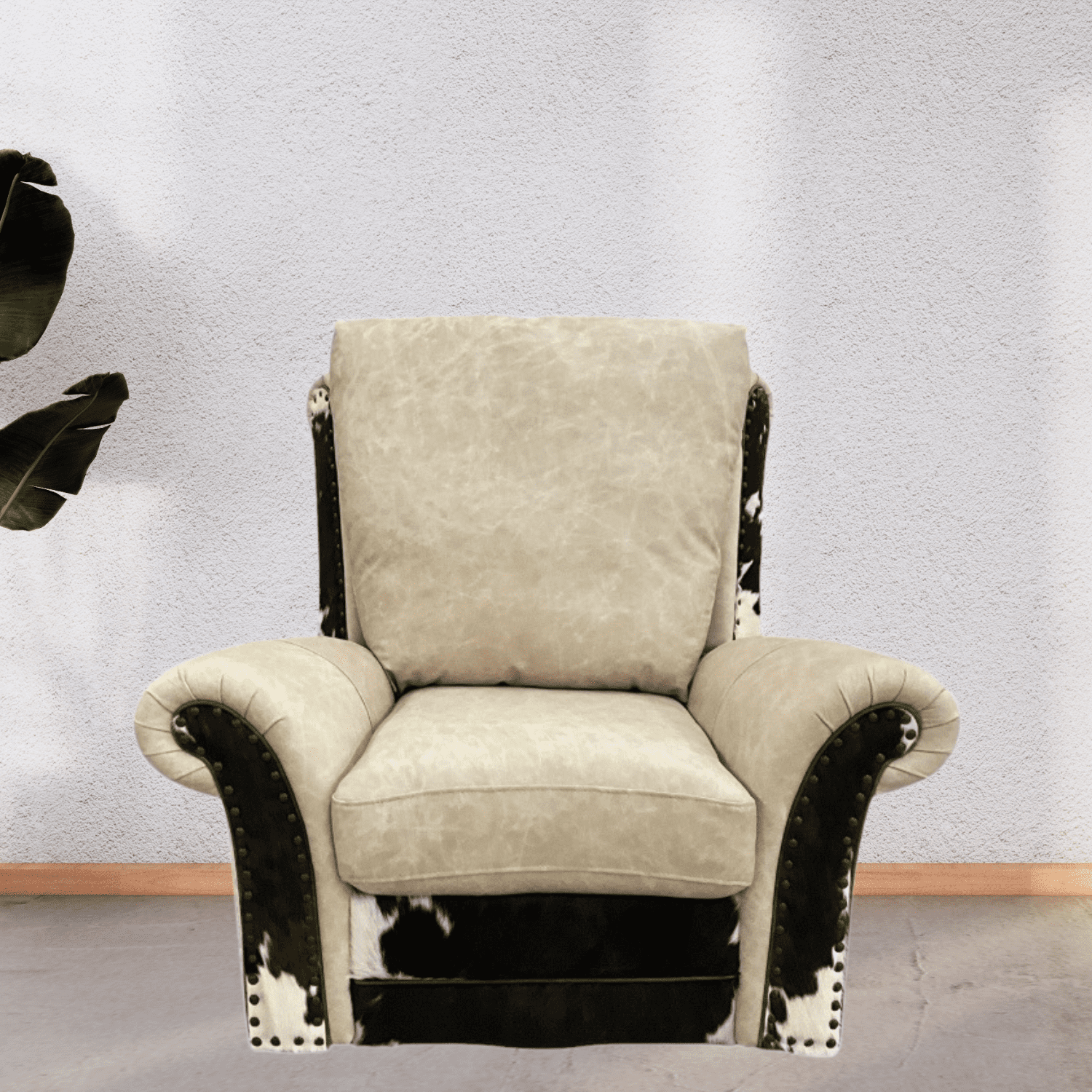 Santa Fe swivel recliner With Cowhide - Ranch & Co Interiors
