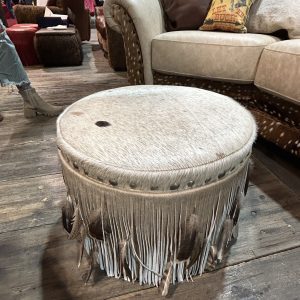 The Belton Round Storage Ottoman With Feathers