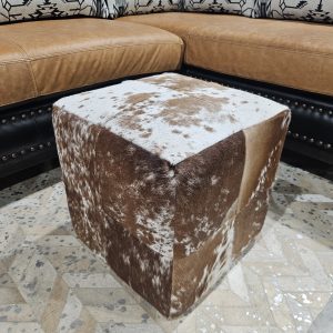 The Palmetto Spotted Cowhide Cube Pouf