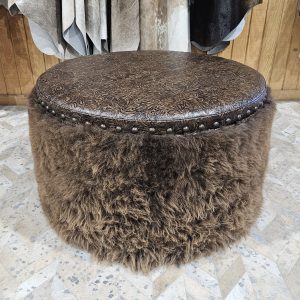 The Wickenburg Round Storage Ottoman with Buffalo