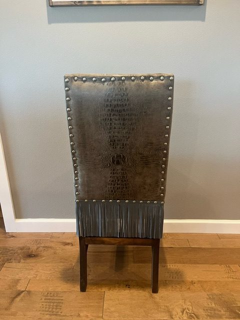 Wharton Barstool gray leather back - Ranch & Co Interiors
