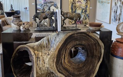 The Mulvane Steel and Parota Wood Console Table